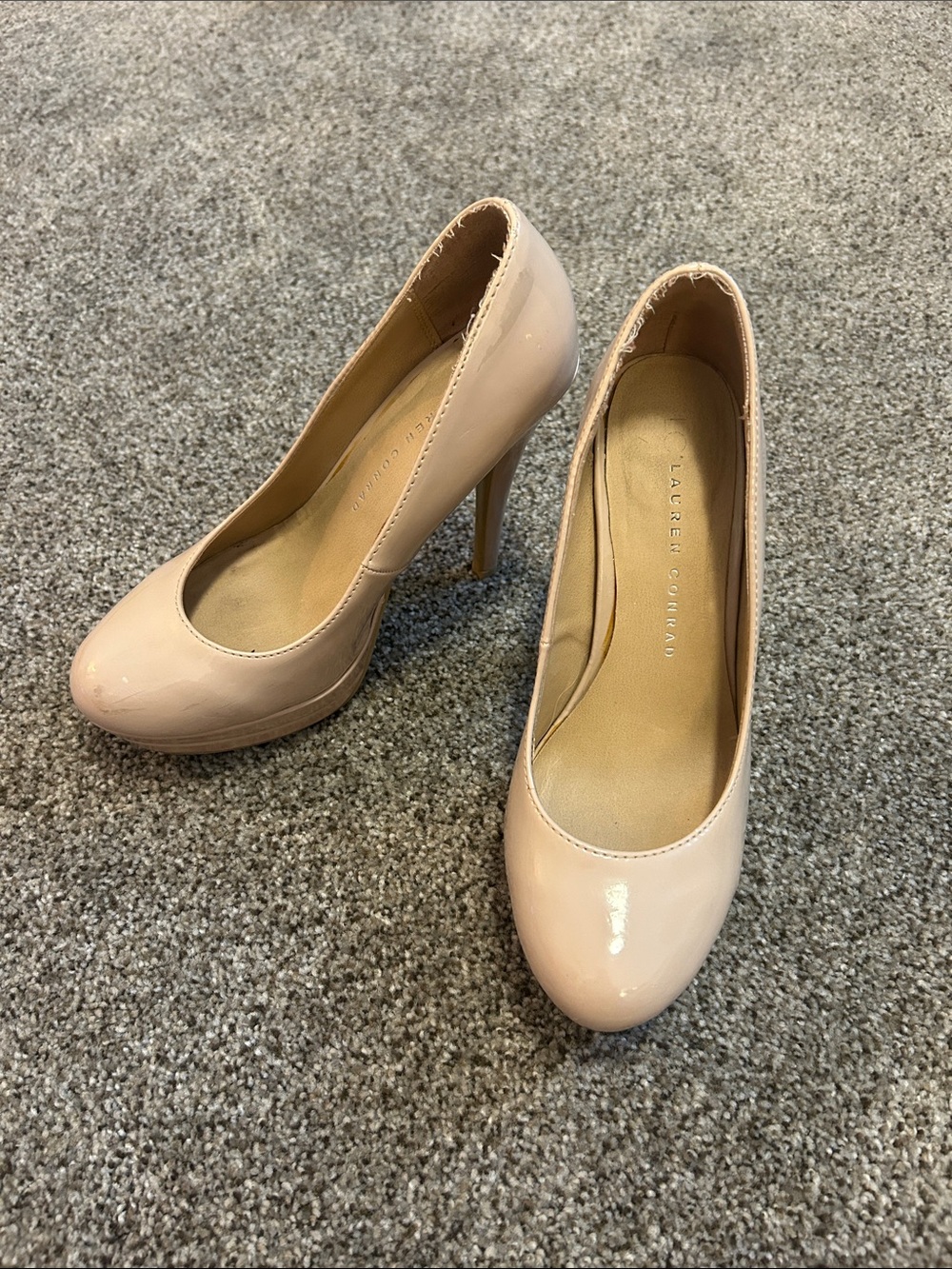 LC Lauren Conrad Blush Patent Platform Pumps